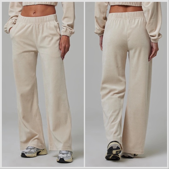 TALENTLESS Pants - Talentless Wide-Leg Terry Lounge Pants in Nude